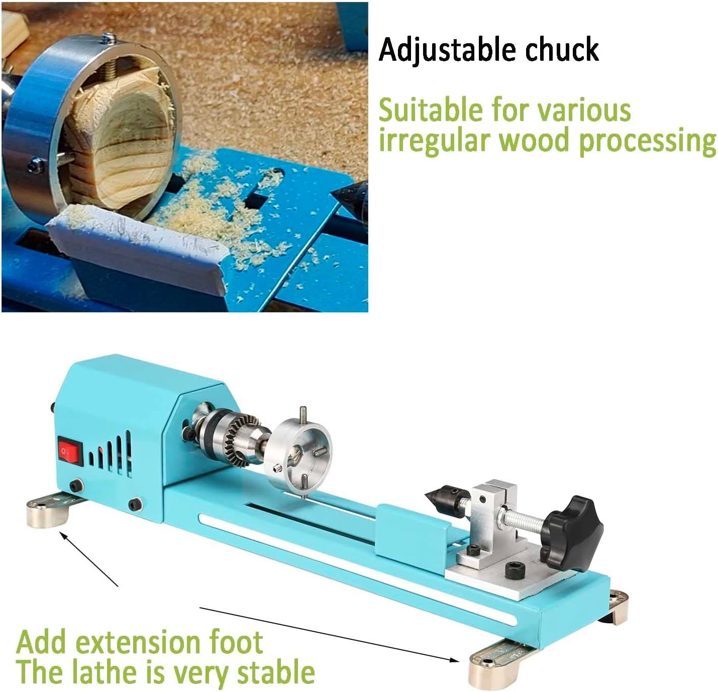 Mini Wood Lathe Machine DIY Turning Polishing Cutting Tabletop Tool Kit