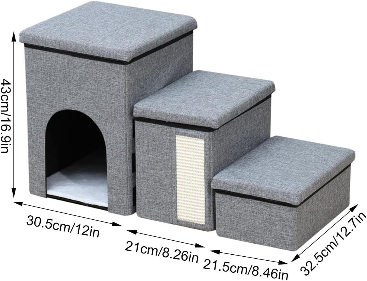 Dog Steps for Bed Pet Stairs with Ladder & Storage Box for Cats