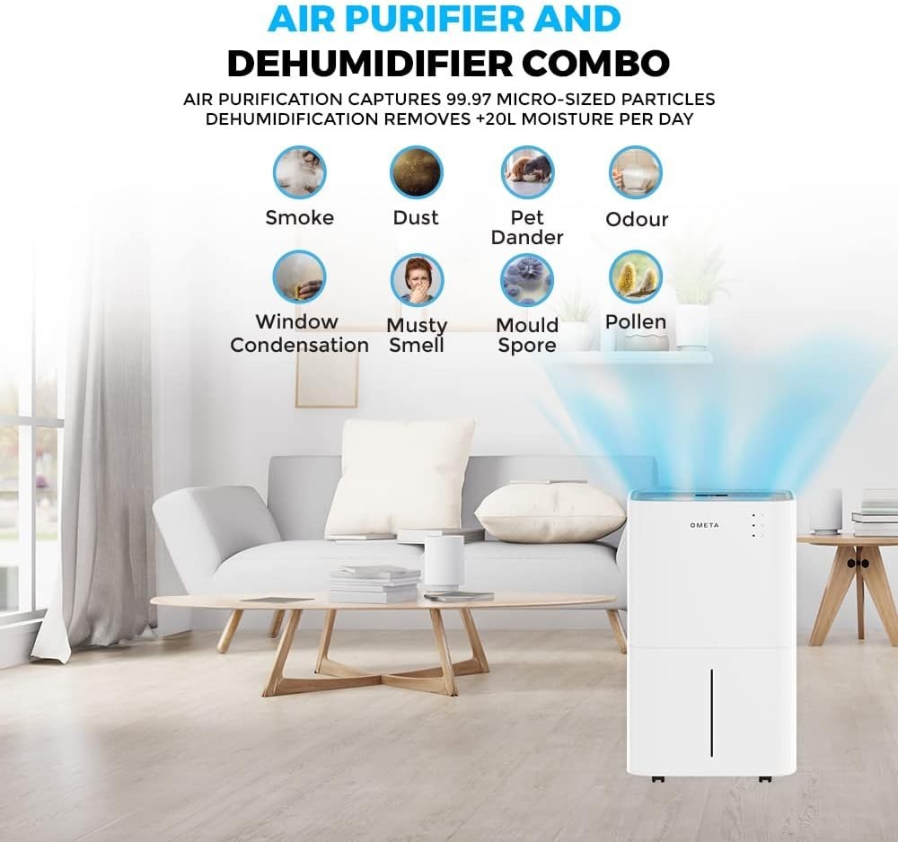 25L Dehumidifier Air Purifier HEPA Ioniser WiFi Damp Mould