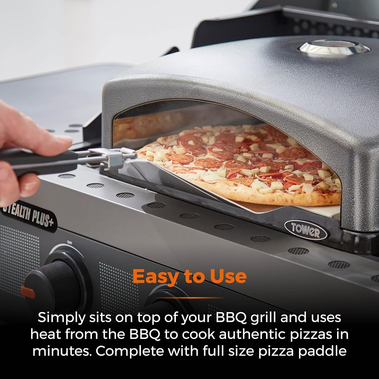 Outdoor Pizza Oven with Paddle & Bag | BBQ Grill Stone Pizza Maker 10" | Black