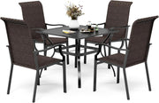 4 Seater Rattan Garden Dining Set Square Table Patio Balcony Bistro Furniture