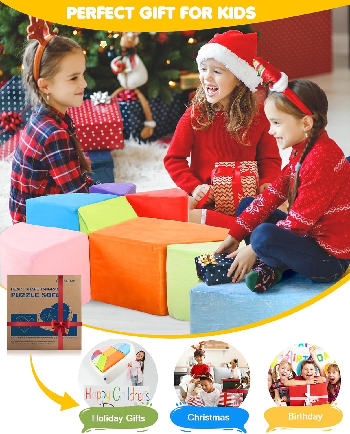 Heart-Shaped Kids Play Sofa with Built-in Ball Pit – Modular Puzzle Couch