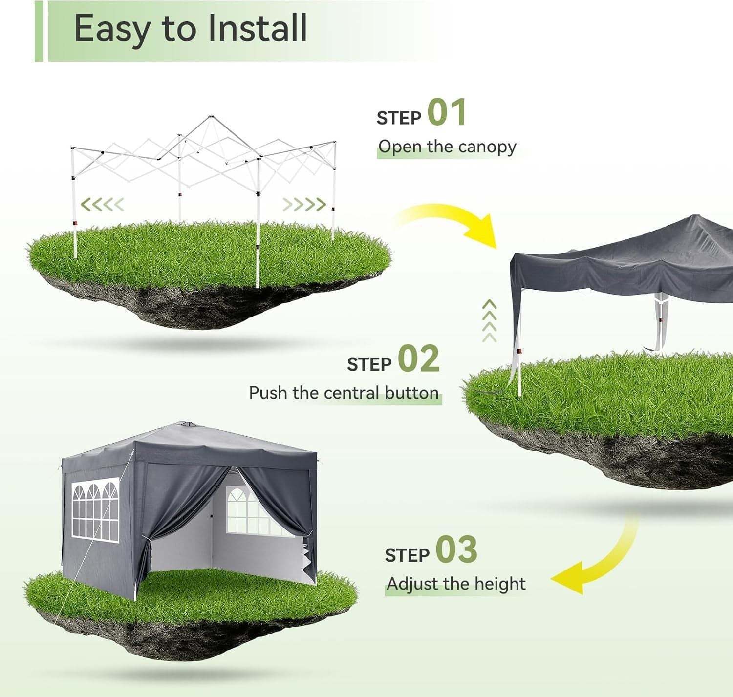 3x3M Grey Gazebo With Sides Mesh Windows Waterproof Garden Party Tent