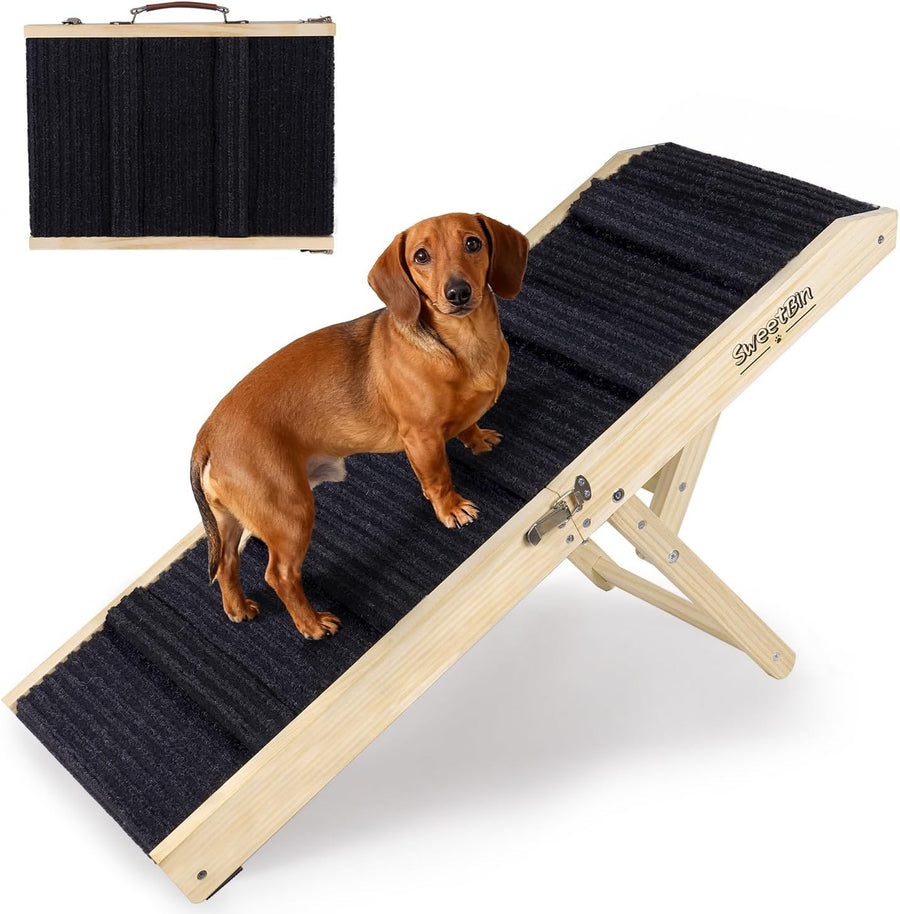 Foldable Dog Ramp Adjustable 4-Height Non-Slip Pet Stairs 30kg