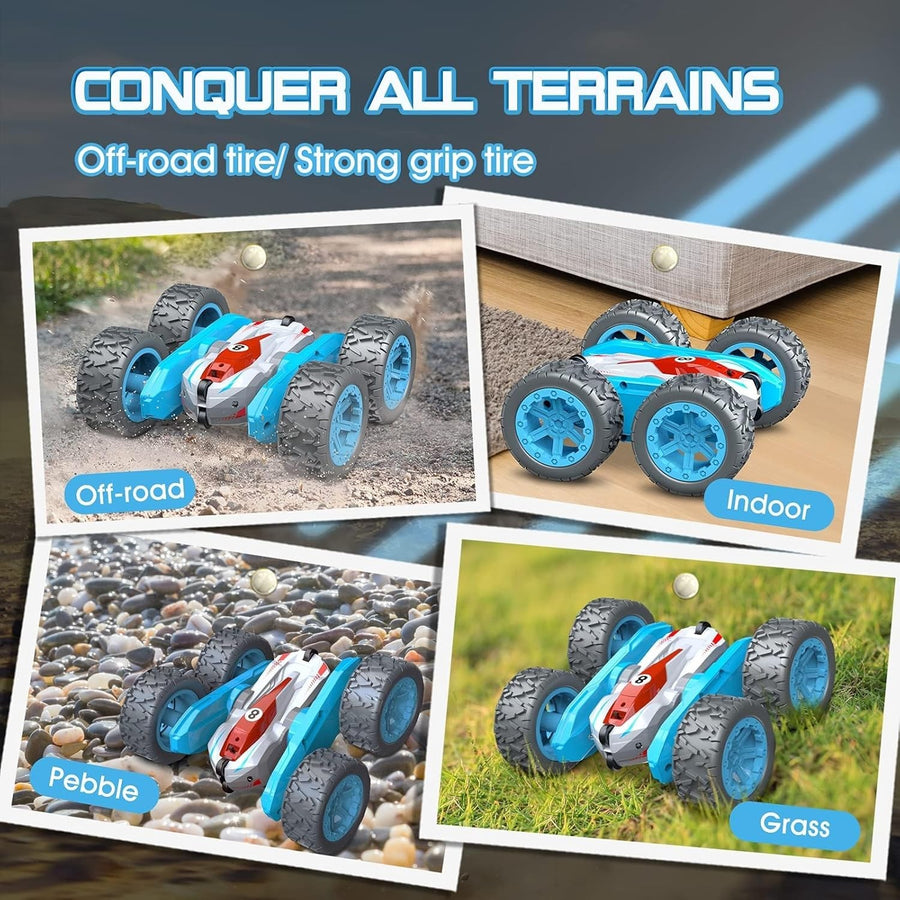 360° Stunt RC Car with LED Lights – 4WD Flip Remote Toy for Kids 3-8 Years