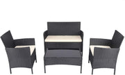 4PC Rattan Garden Furniture Set Outdoor Patio Chairs Table Cushions