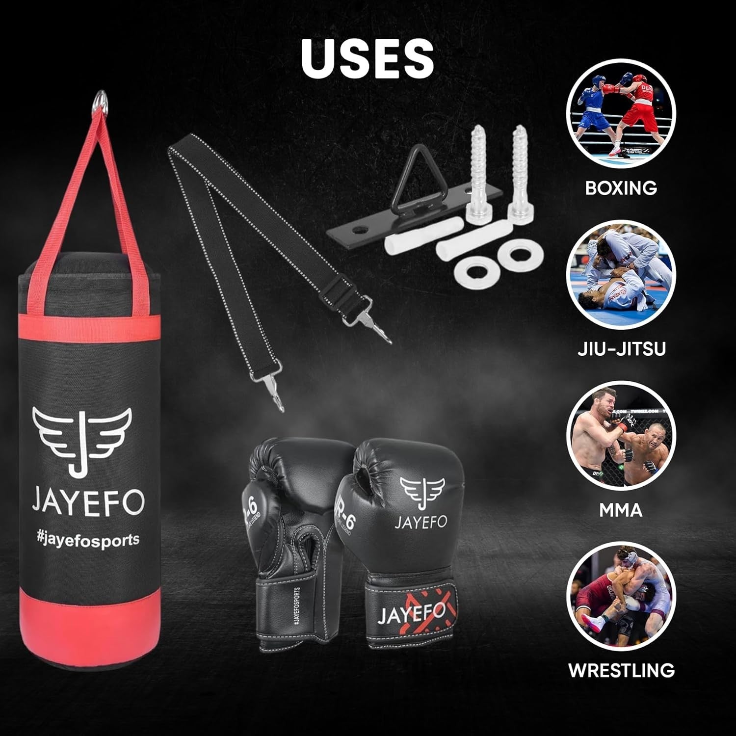 Kids Boxing Punching Bag Set Gloves Wall Mount Unfilled Youth