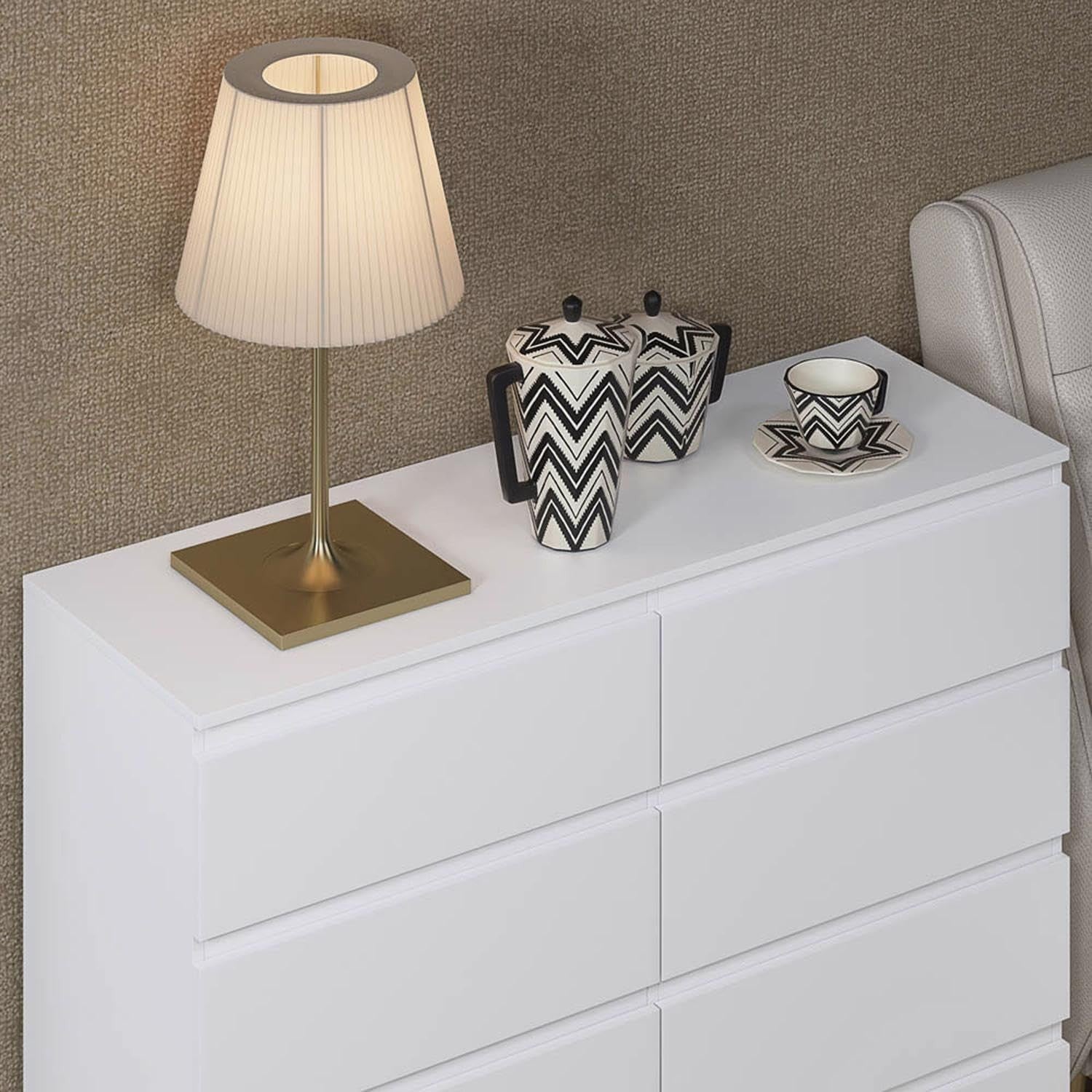 Modern 8-Drawer White Chest Extra Large Storage Bedroom Organizer Compact