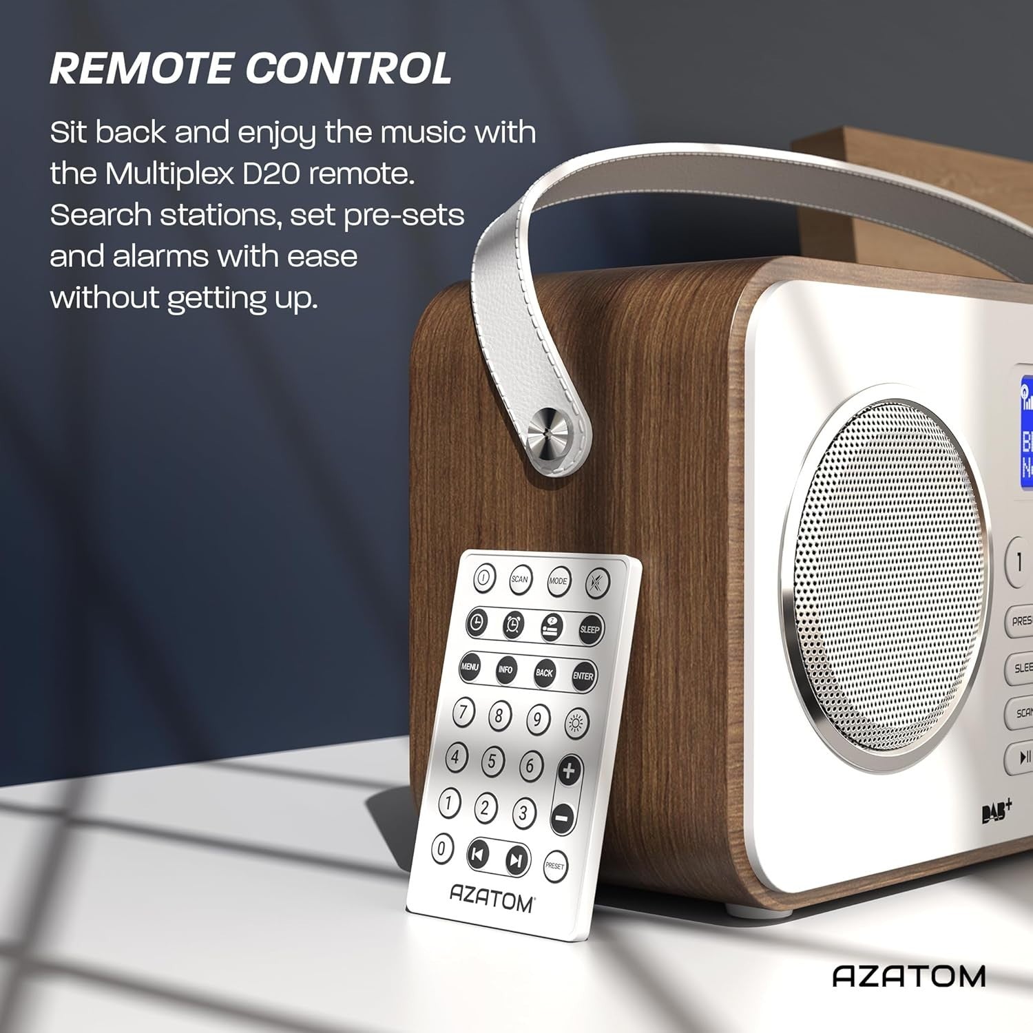 DAB/DAB+ FM Digital Radio Bluetooth Rechargeable Remote Walnut