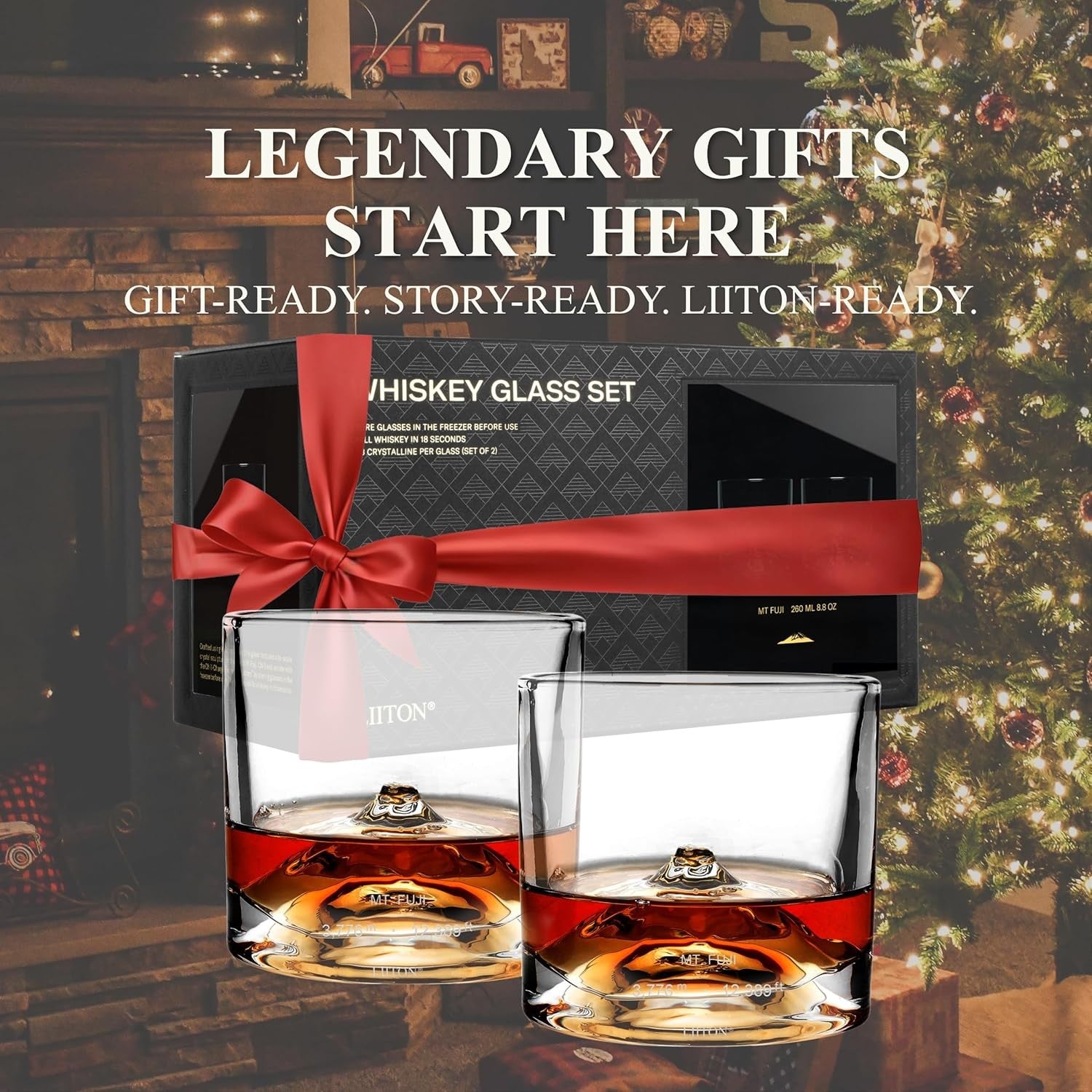 Mount Fuji Whiskey Glasses Set of 2 – 260ml Freeze-Chill Crystal Tumblers