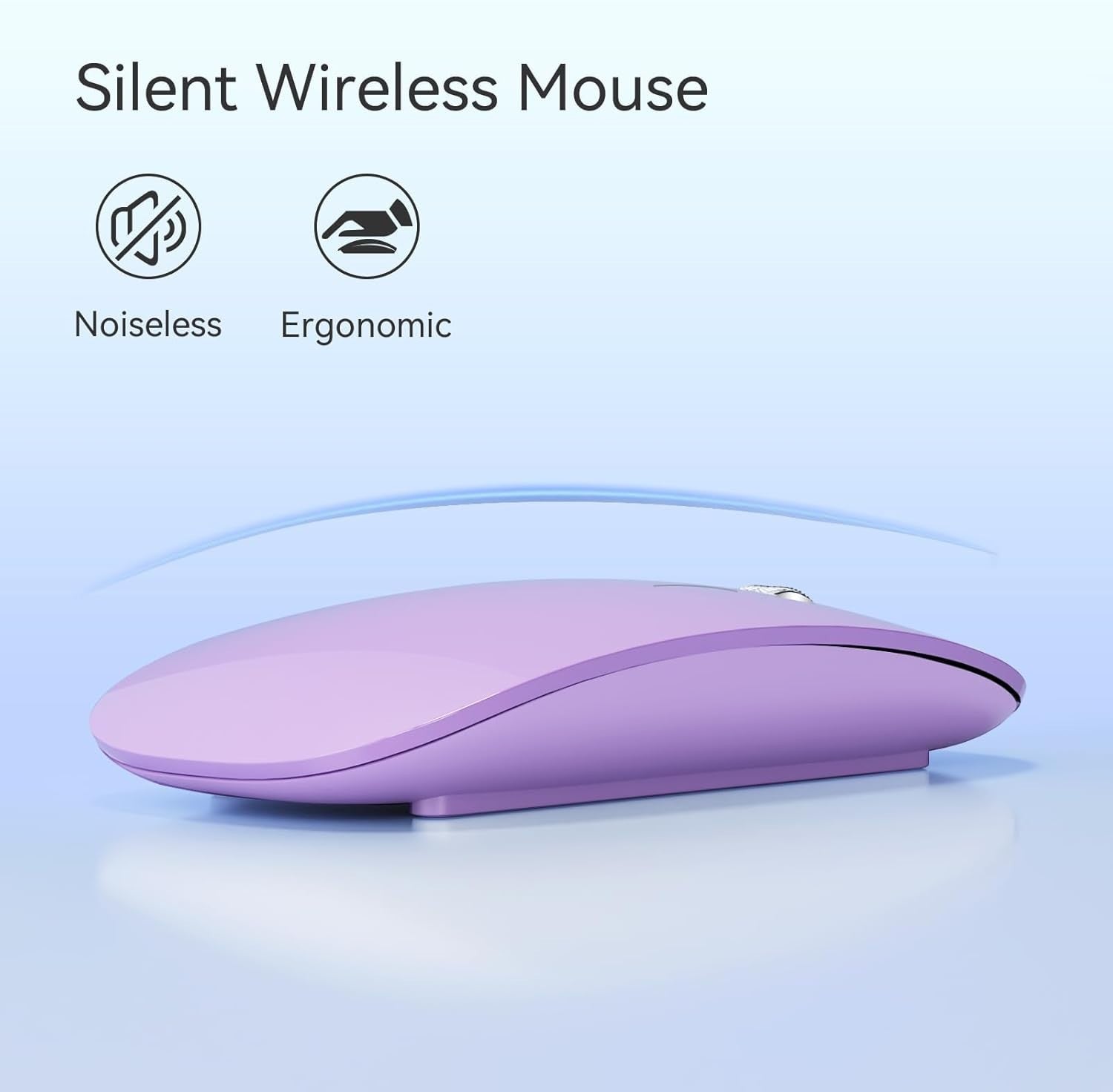 Slim Silent Bluetooth Mouse Triple Mode USB C Rechargeable Ultra Light Purple