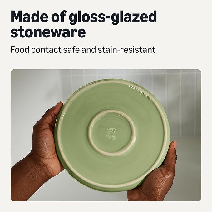 6pc Stoneware Dinner Plates 26.7cm Microwave Dishwasher Safe Olive Green