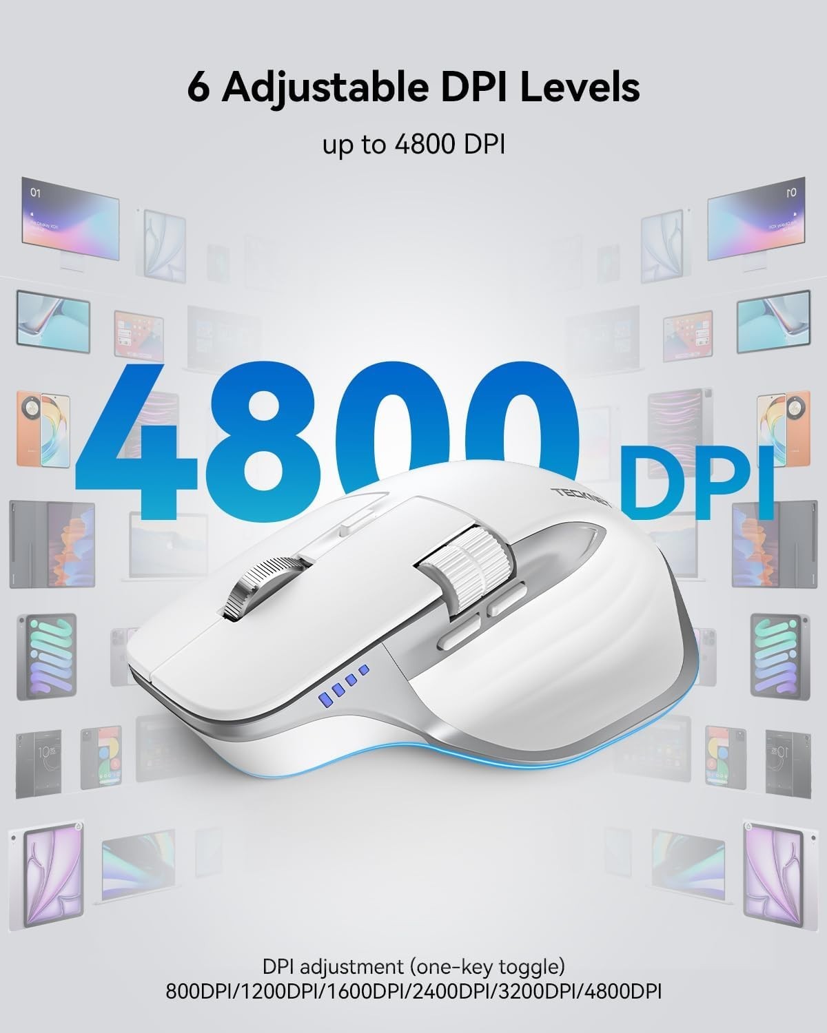 Bluetooth Wireless Mouse Thumb Scroll Rechargeable Silent Ergonomic Laptop PC