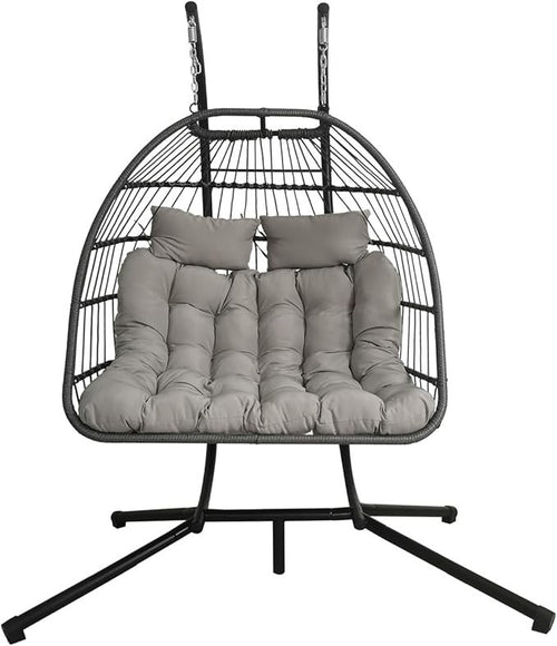 Rattan Egg Chair w/ Stand – Indoor Outdoor Hammock Seat 350lbs Max