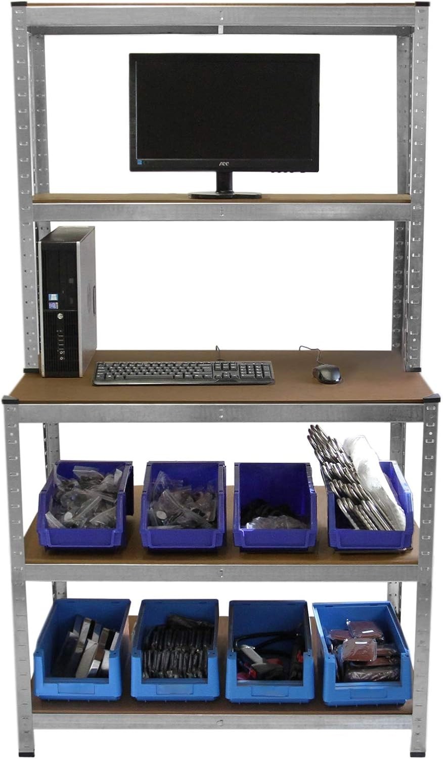 Heavy Duty 5-Tier Workbench Shelving 900kg Boltless Galvanised Steel 100x60
