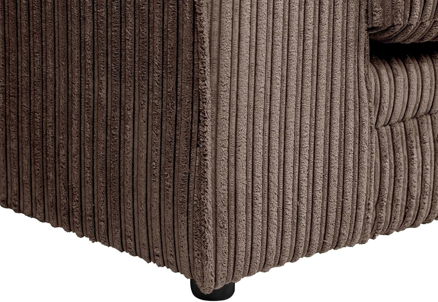 RH 4 Seater Corner Sofa – Jumbo Cord L Shape Couch – Chocolate Brown