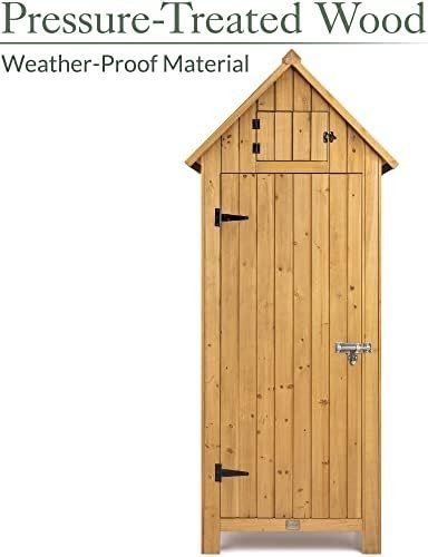 Slim Wooden Garden Shed Outdoor Storage Lockable Tall Compact Shed with Shelves
