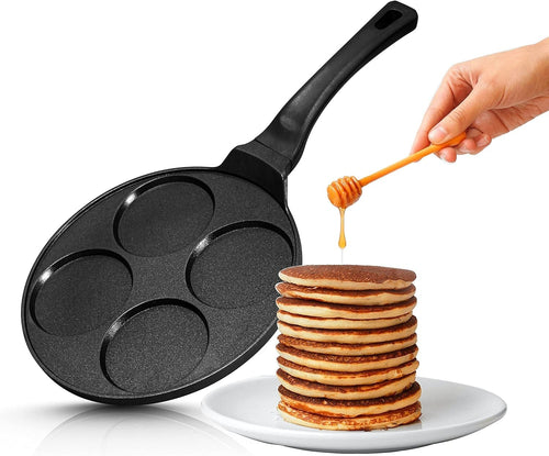 4-Hole Mini Pancake Pan Non-Stick Crepe Frying Pan Induction & Gas