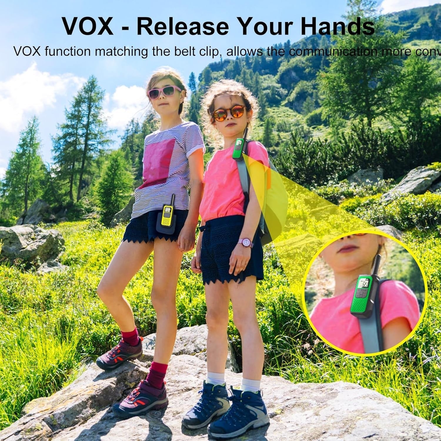 Long Range Walkie Talkies 2 Pack Rechargeable 16 Channel VOX USB-C