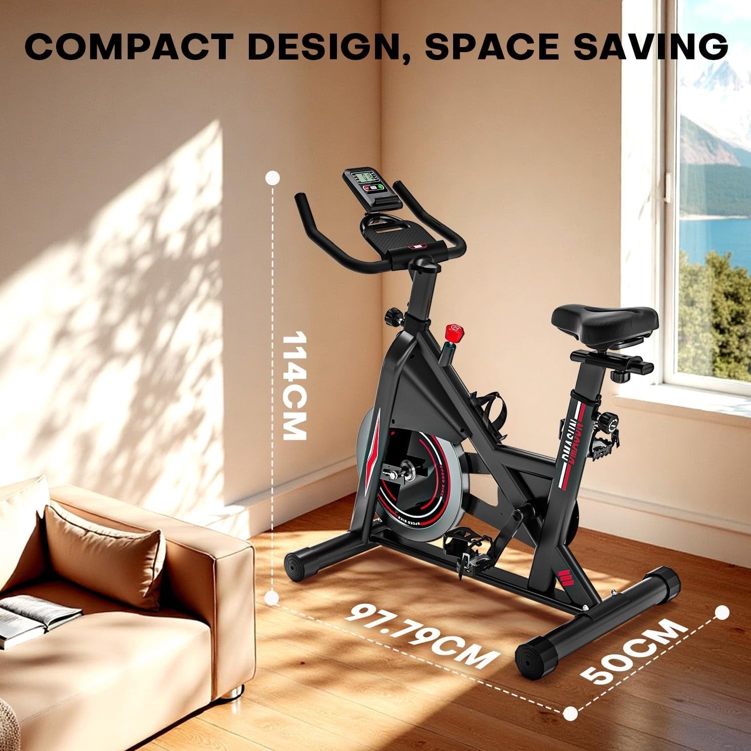 Silent Magnetic Indoor Cycling Bike w/ LCD Monitor, Tablet Holder, 350lbs Cap