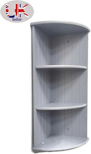 3 Tier Grey Corner Wall Shelf Bathroom Kitchen Storage Unit Modern Display