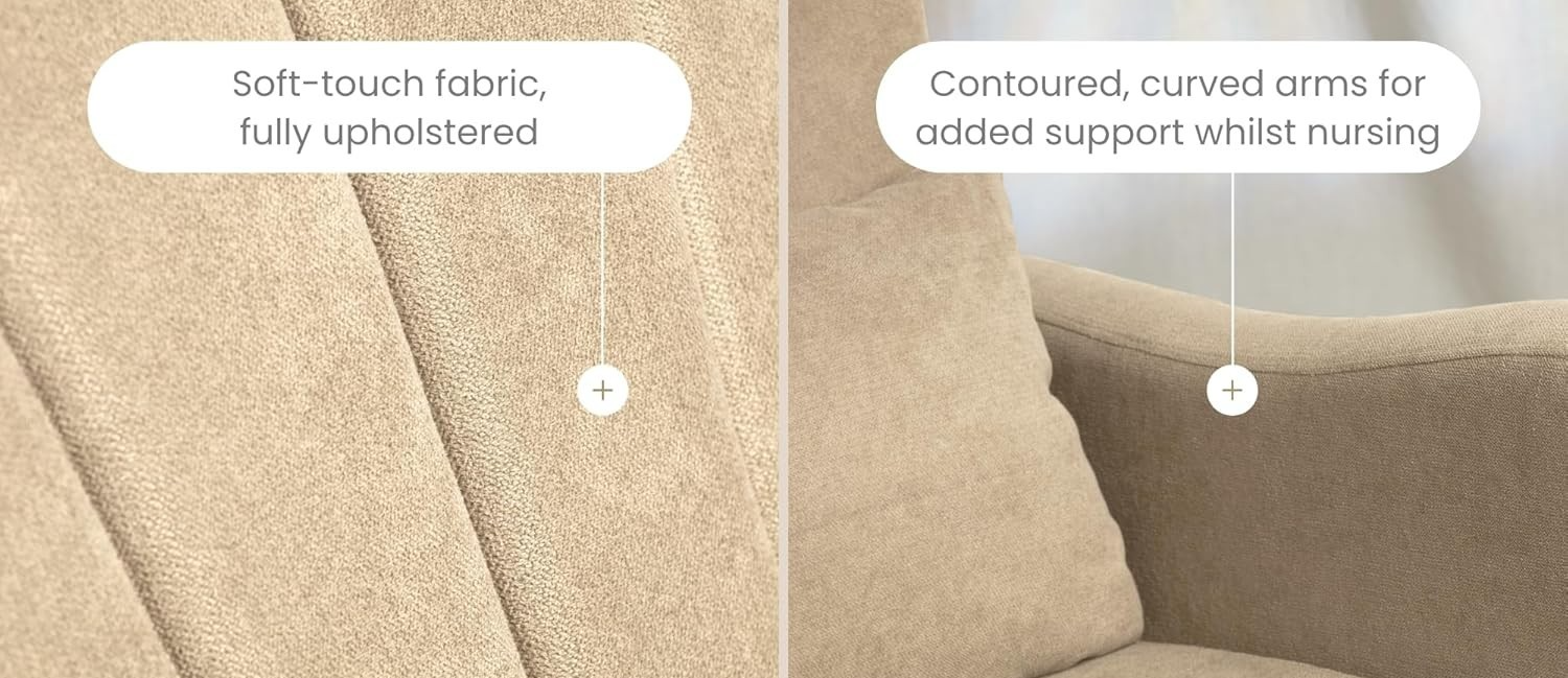 Rocking Nursing Chair & Footstool Set for Feeding & Relaxation, Beige, Comfy