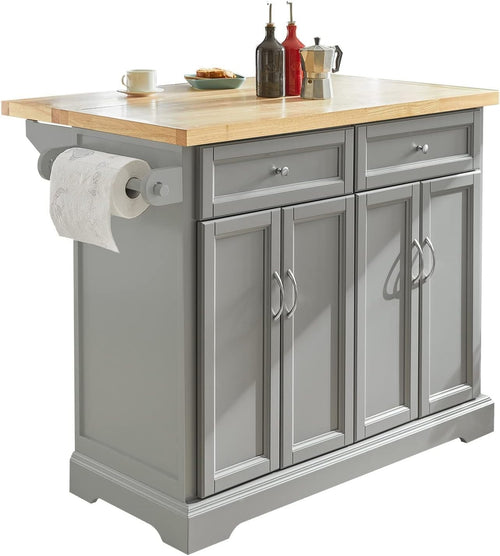 Mobile Kitchen Island Cart with Expandable Worktop, Storage Drawers & Shelves