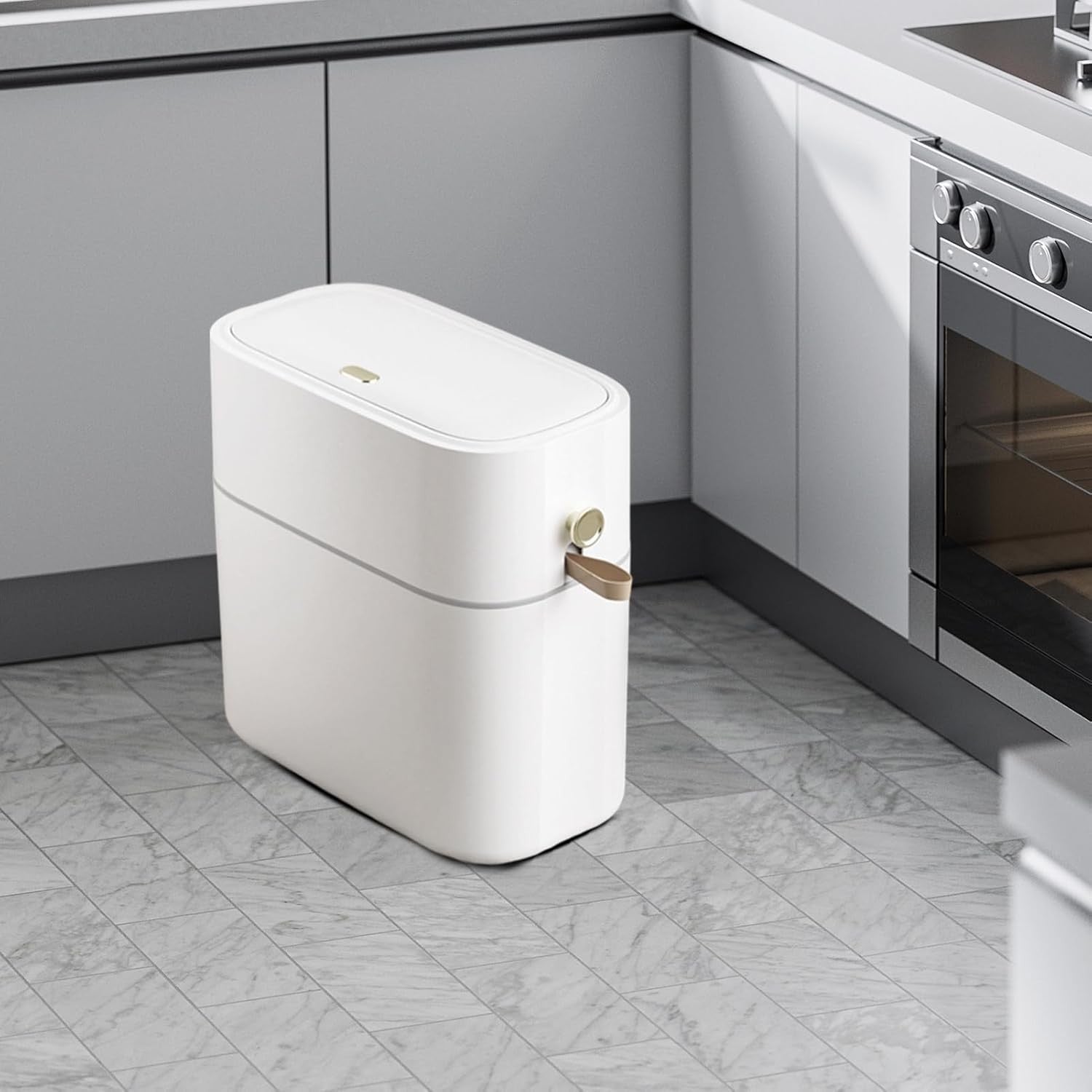 8L Touchless Smart Trash Can Narrow Bathroom Bin Auto Drawstring Lid