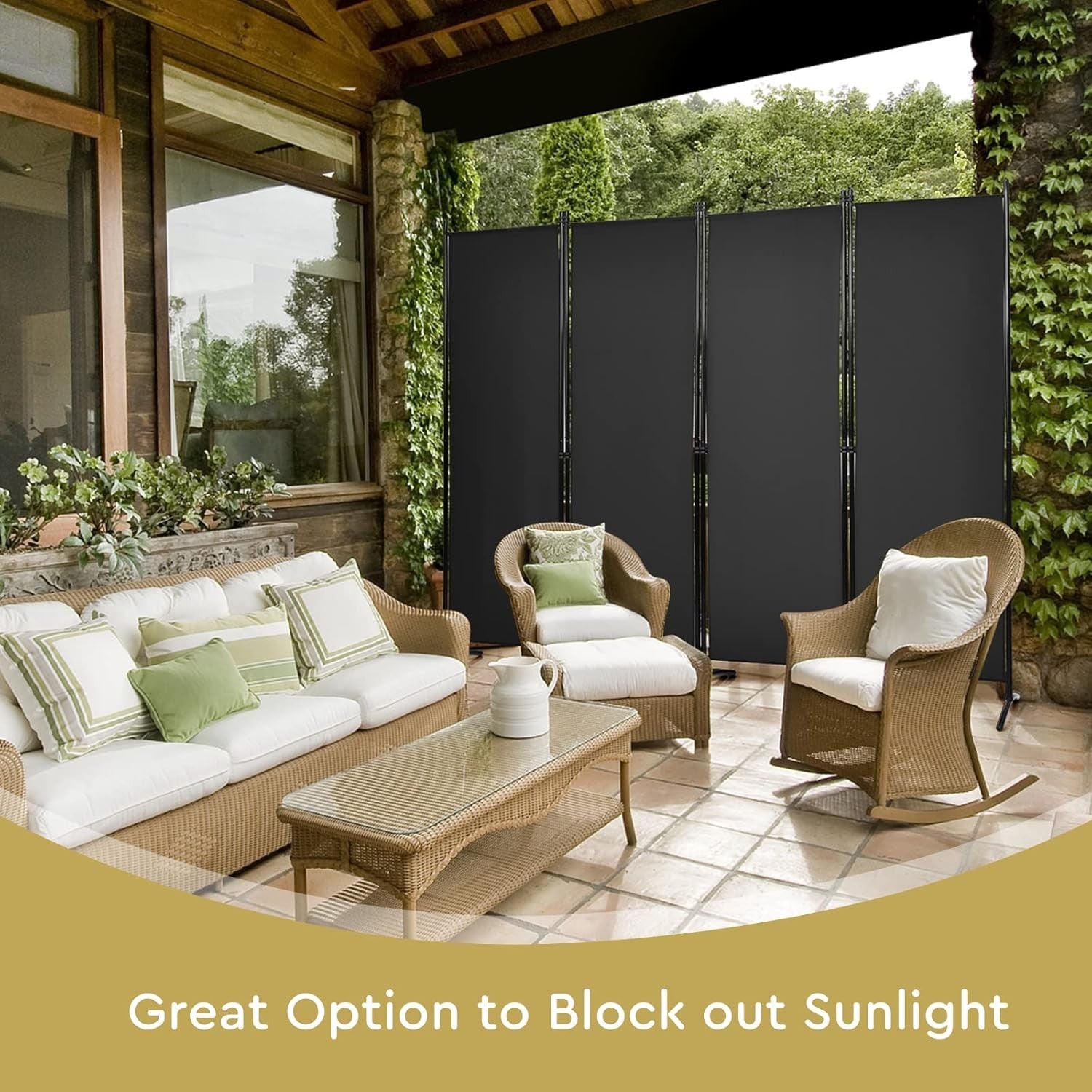 4 Panel Folding Room Divider Privacy Screen Freestanding Partition Wall Black