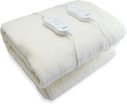 Electric Heated Blanket Super King Soft Fleece Dual Control 3 Heat Settings