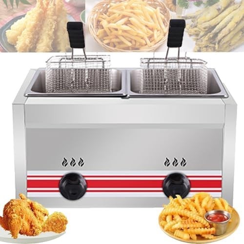 LPG Gas Countertop Deep Fryer Stainless Steel Basket Lid Catering