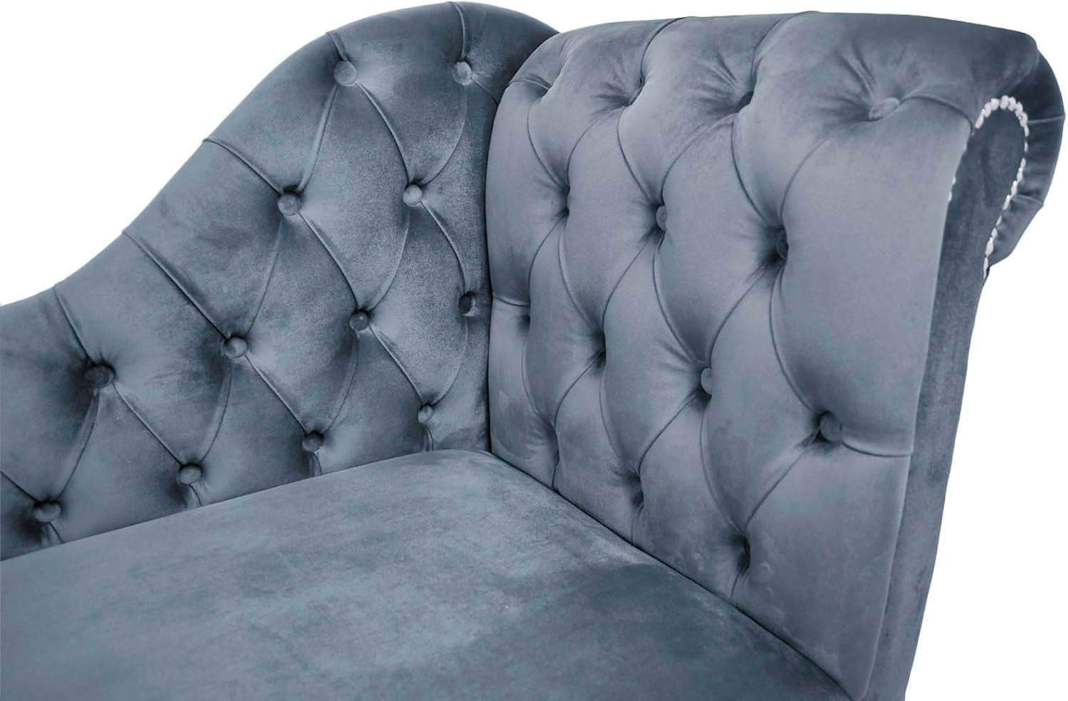Velvet Tufted Chaise Lounge Sofa Right Hand – Handmade Durable Comfort Platinum