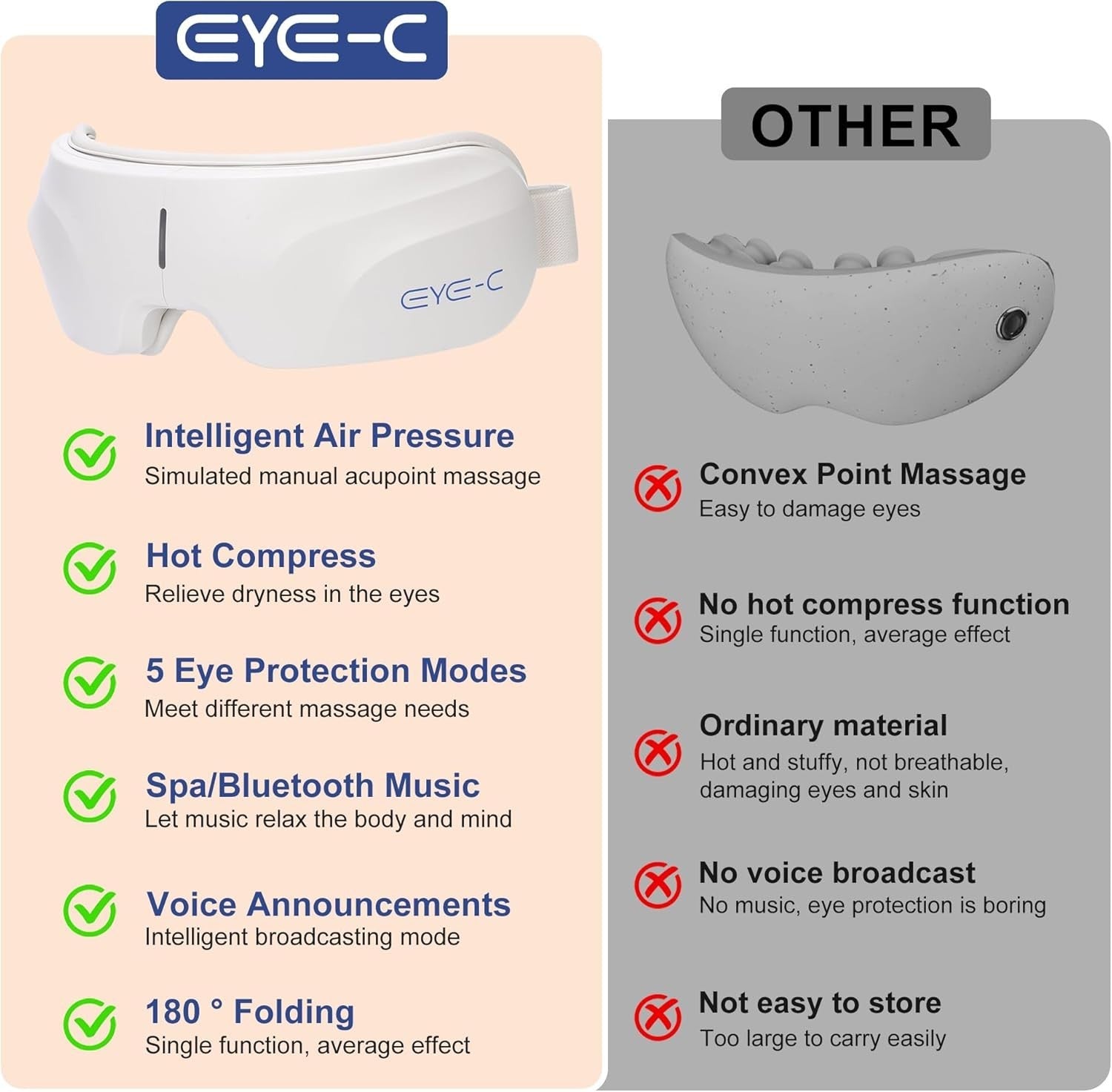 Rechargeable Heated Eye Massager Foldable Vibration