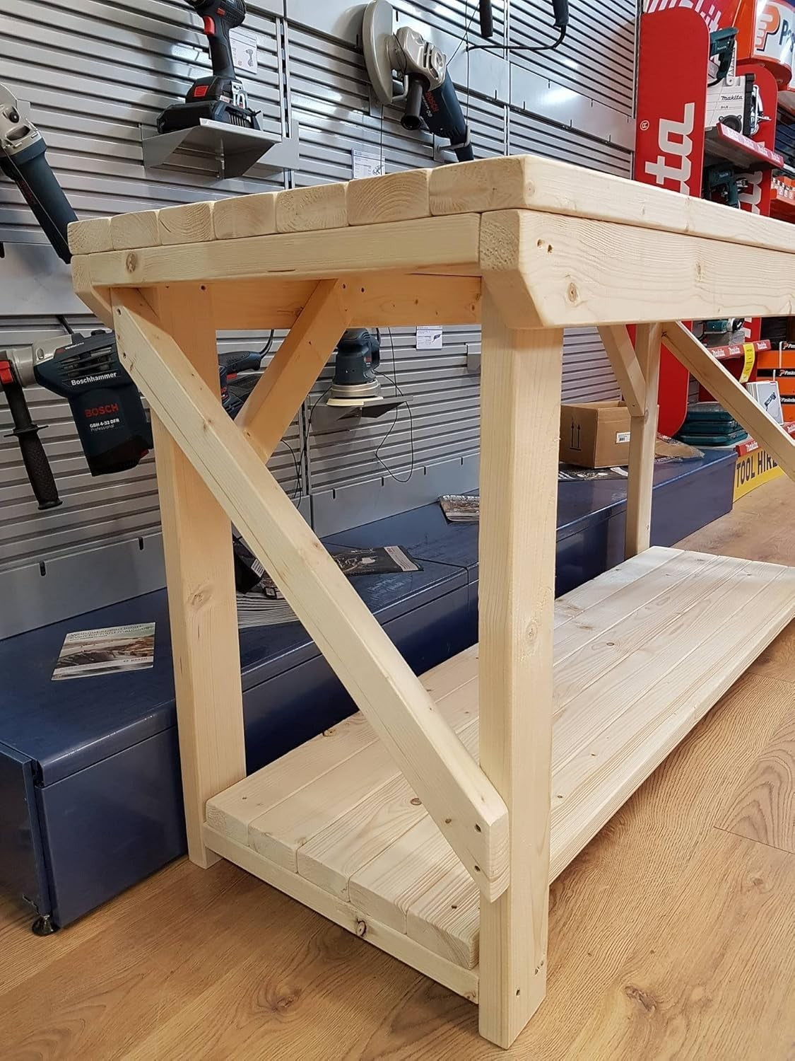8ft Heavy Duty Wooden Workbench Softwood Garage Workshop Table Handmade