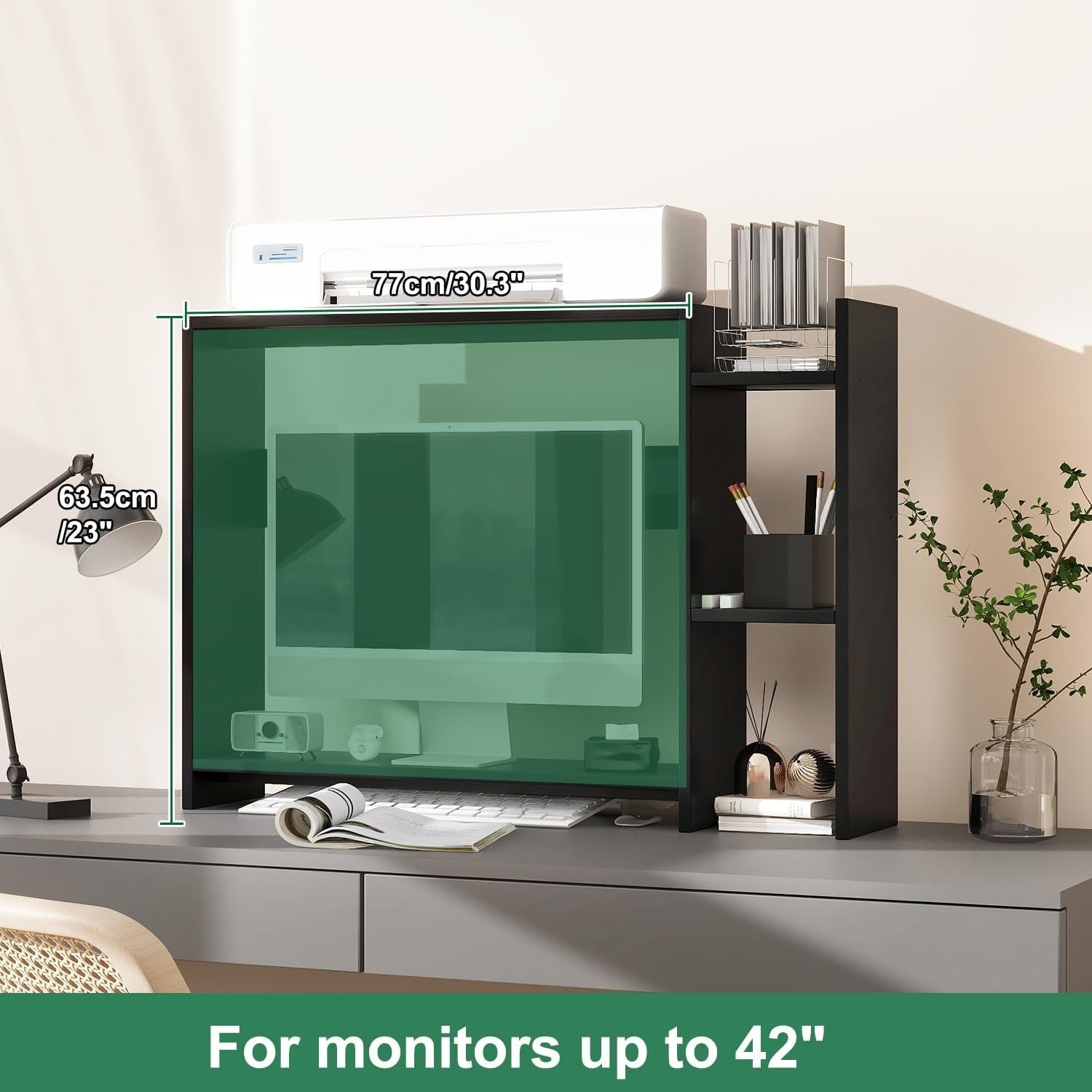2-Tier Desktop Bookshelf 94cm Desk Shelf Organiser Monitor Riser Space-Saving