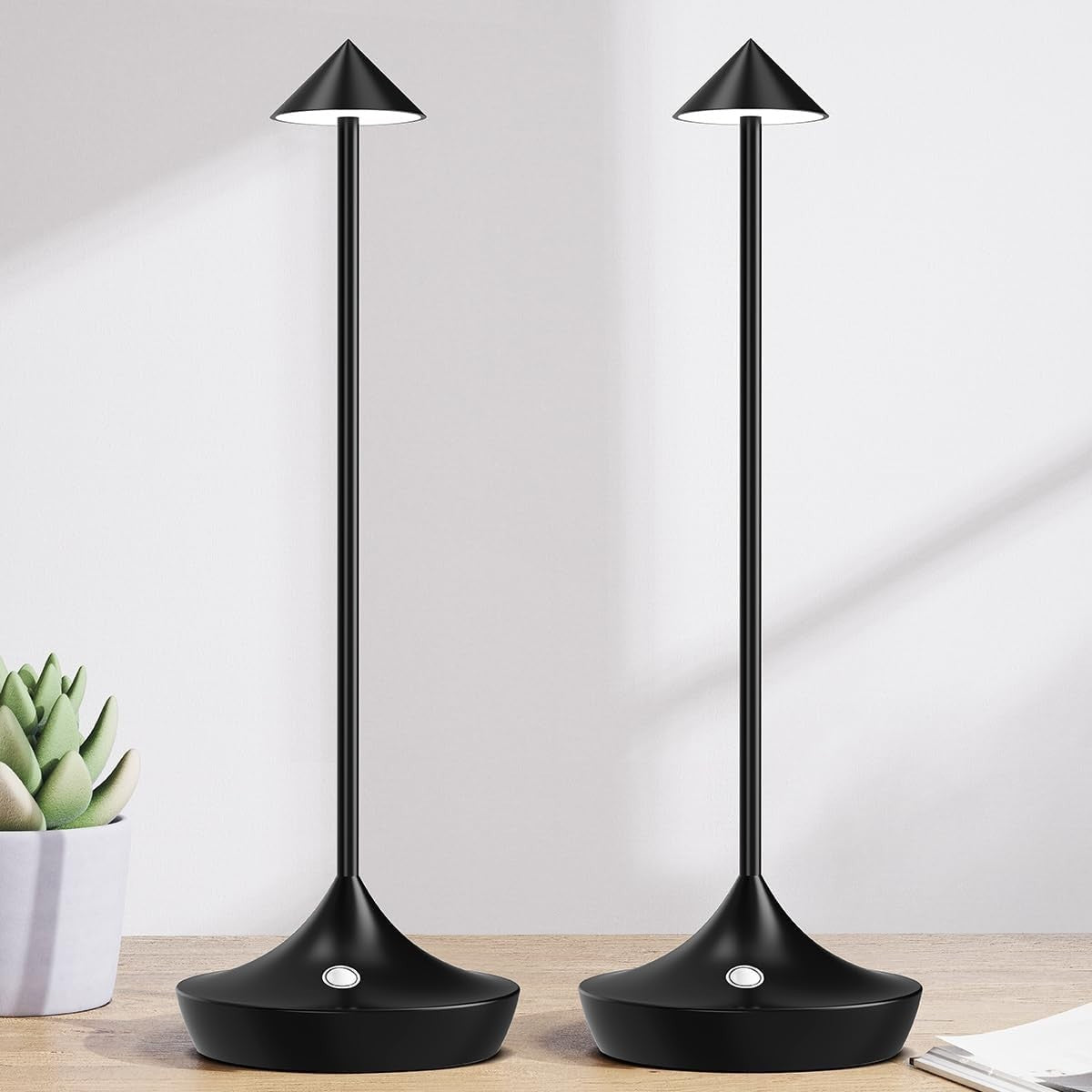 Rechargeable Cordless LED Table Lamps, Dimmable, Portable, 2pcs Set