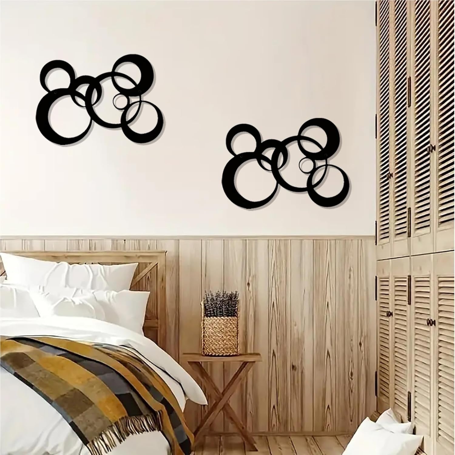 Abstract Metal Wall Art Modern Minimalist Geometric Decor Black