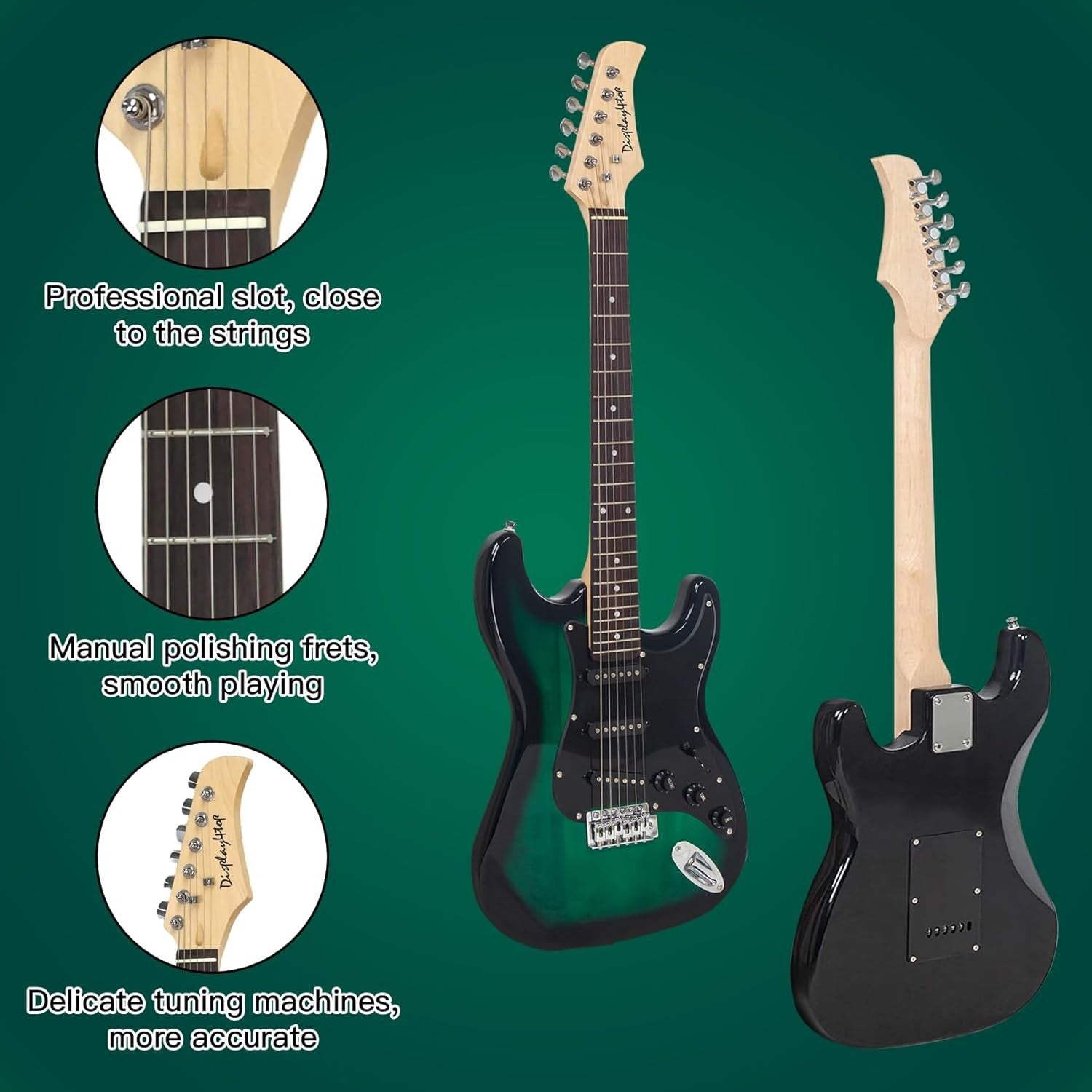 Full Size Electric Guitar Starter Kit Green 6 String w/ Amp & Stand