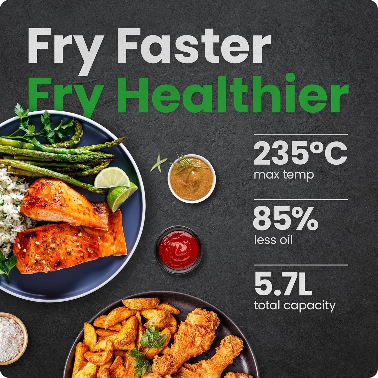5.7L Compact Digital Air Fryer | Hi-Fry Extra Crisp | 4 Presets | Shake Alert
