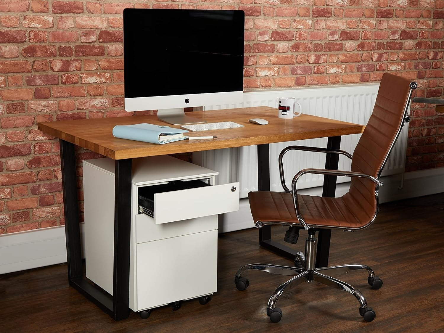 White Narrow Under Desk Filing Cabinet 3 Drawer Lockable 60cm