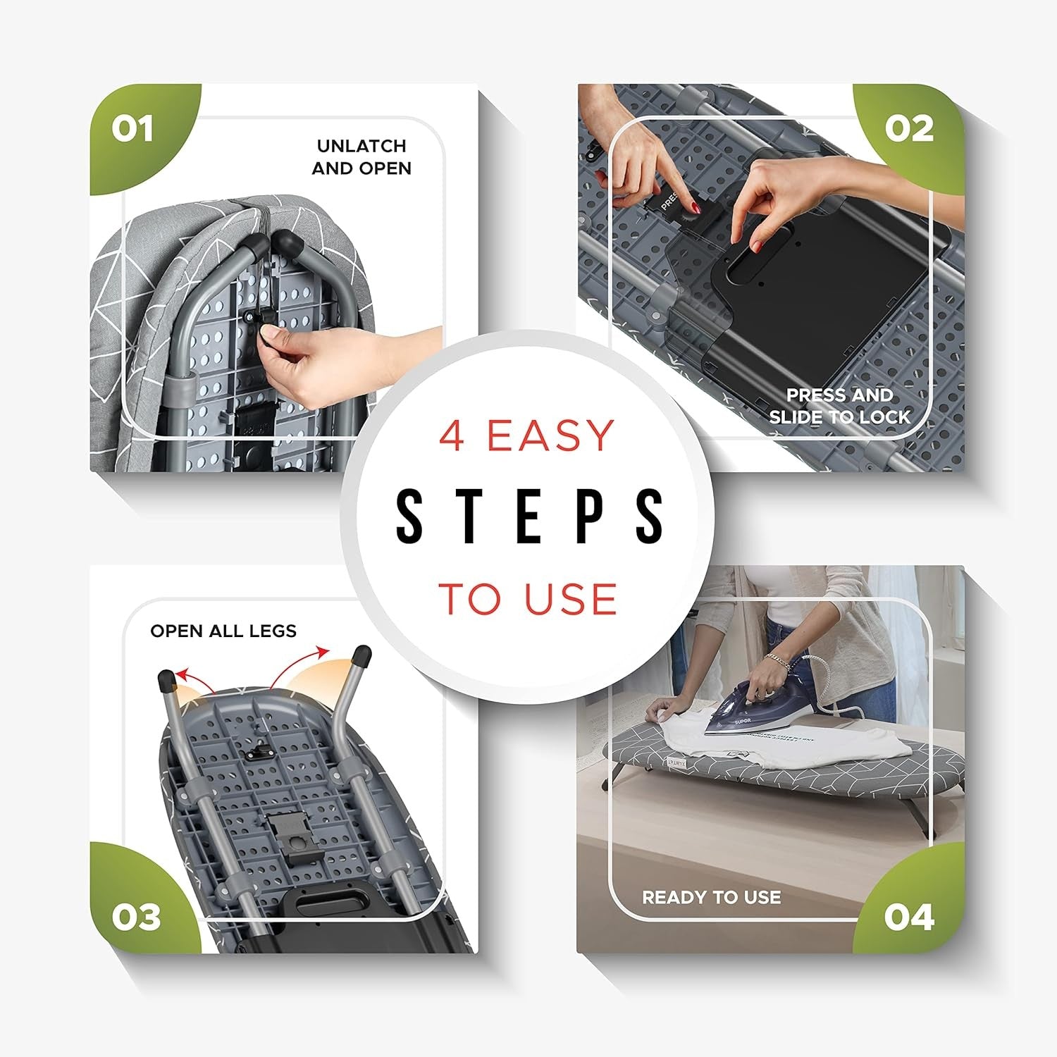 Tabletop Ironing Board Foldable Space Saving Mini Laundry Board Grey