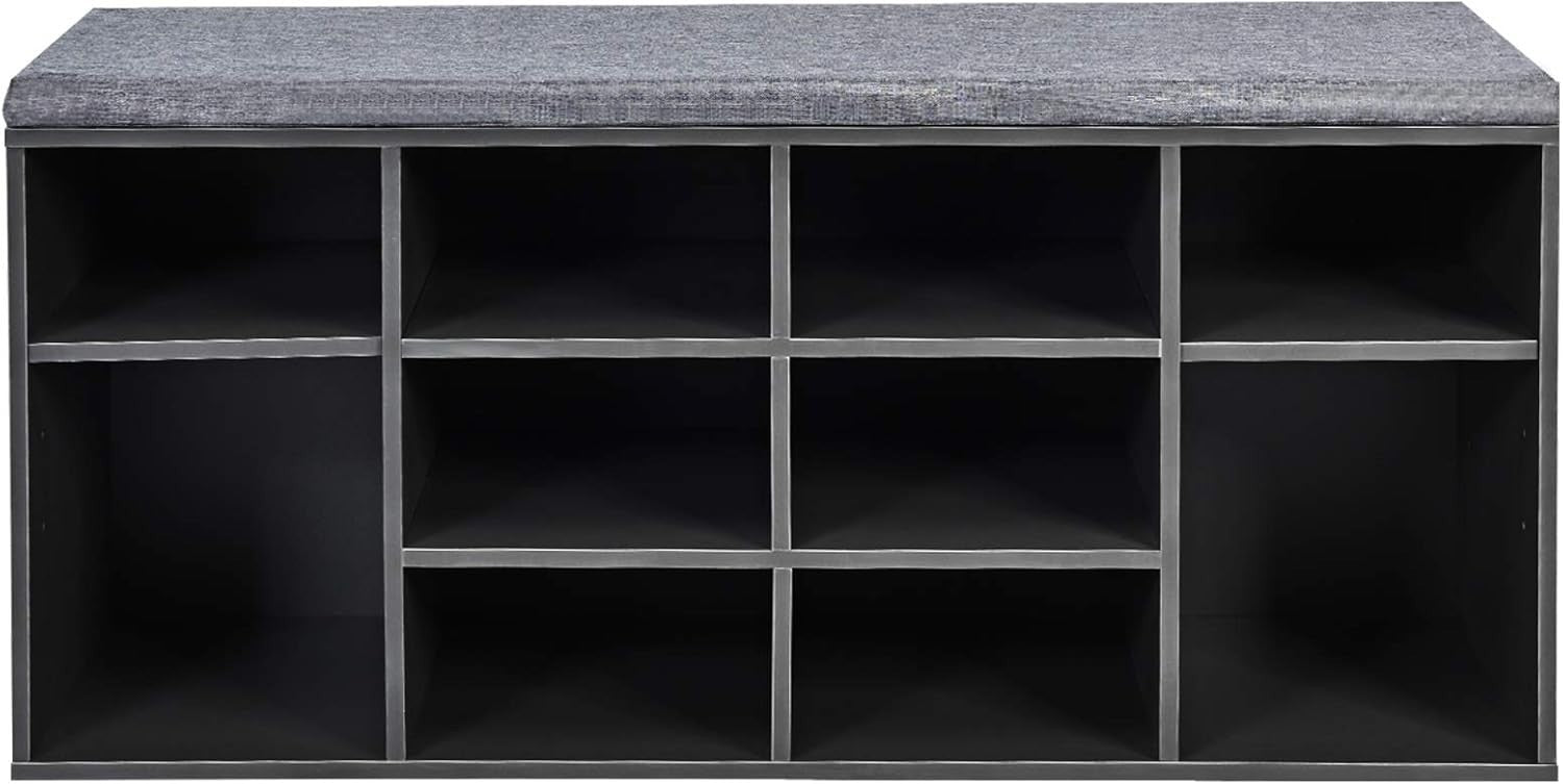 Modern Shoe Storage Bench with Cushion & Adjustable Shelves 104x30x48cm