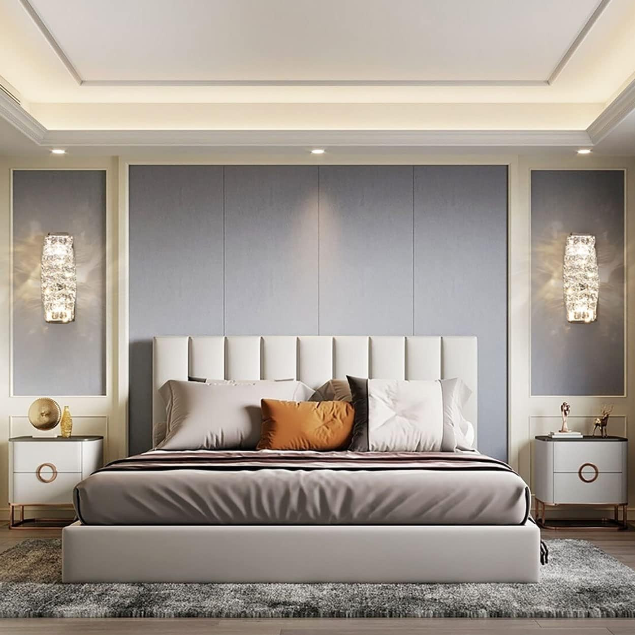 Silver Crystal Wall Light LED Sconce | Elegant Bedroom & Hallway Lamp