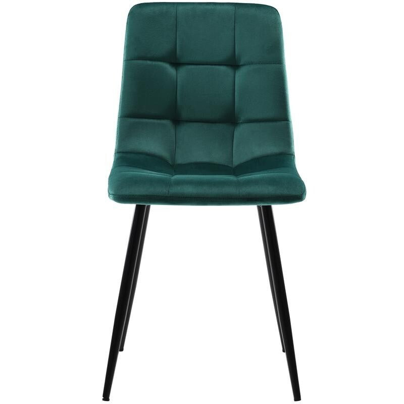 Set of 4 Dark Green Velvet Dining Chairs – Modern Padded Seat, Metal Legs