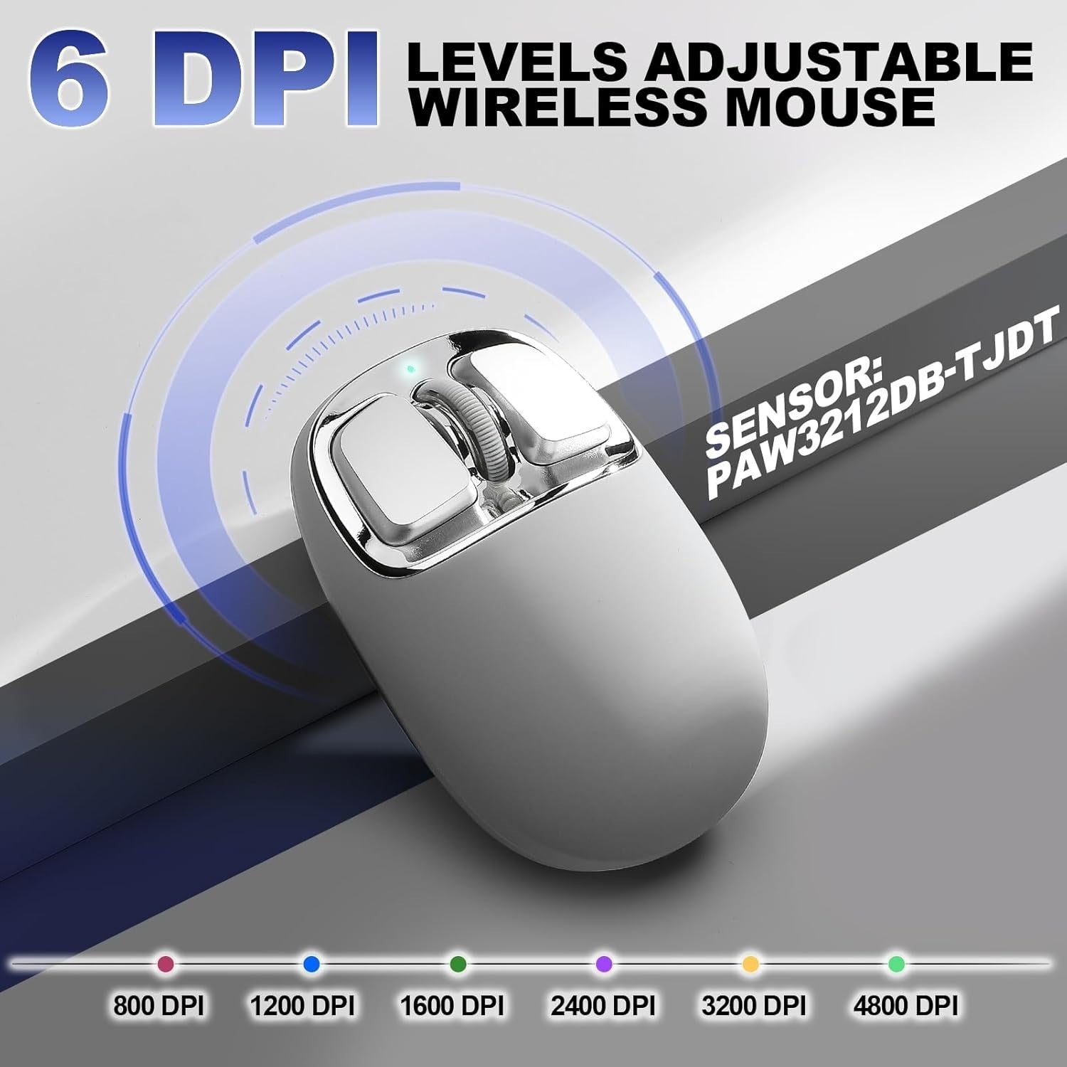 Tri-Mode Wireless Mouse 4800 DPI Bluetooth 2.4G USB-C Rechargeable