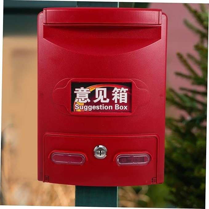 Lockable Wall Mount Mailbox Red ABS Weatherproof Secure Post Box 28.5x21.5x8cm
