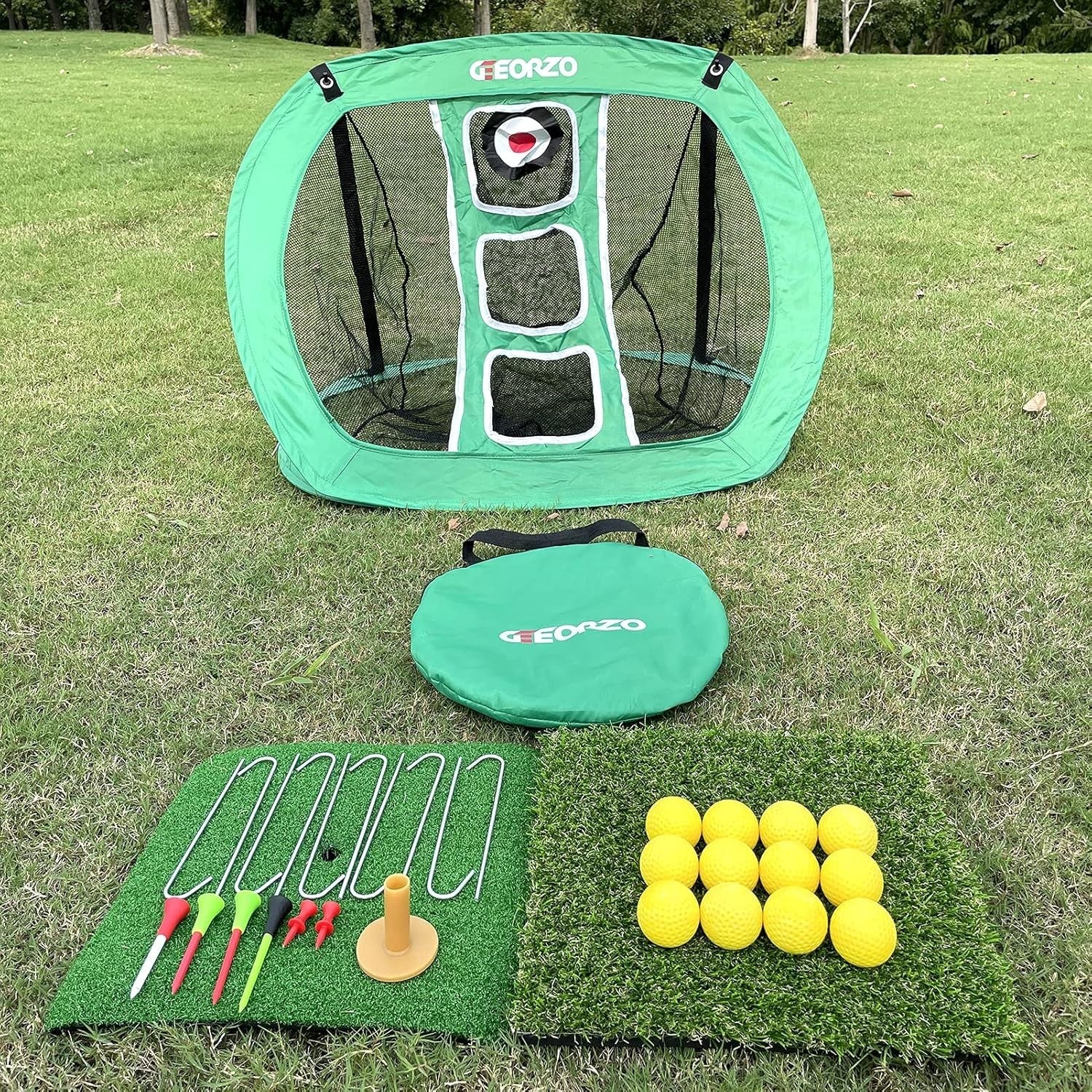 Golf Chipping Net with Hitting Mat Practice Set Indoor Outdoor Training