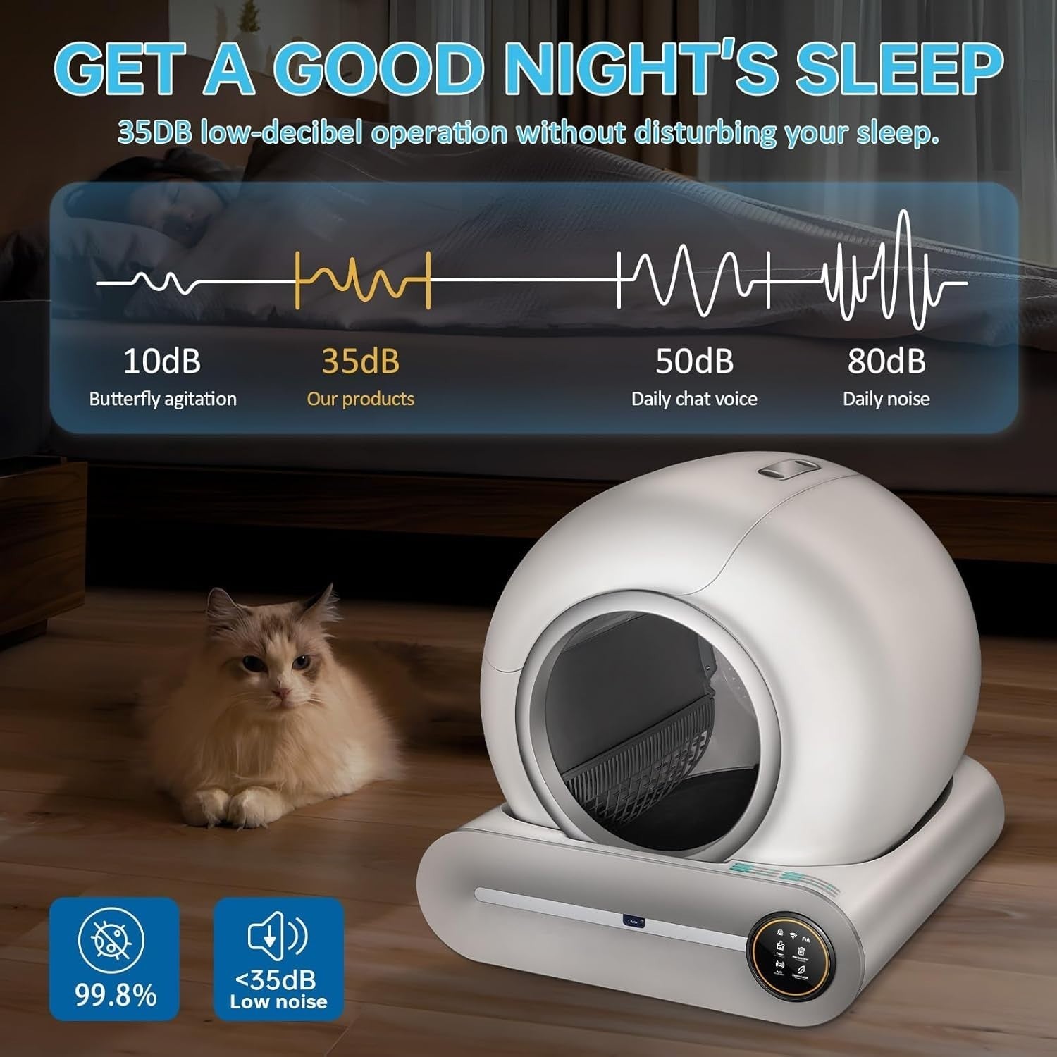 Self Cleaning Cat Litter Box App Control Auto Deodorizing Smart XL