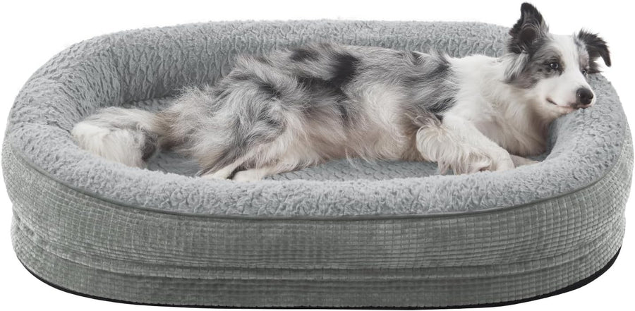 Orthopedic Dog Bed 89x64x18cm Memory Foam Washable Light Grey
