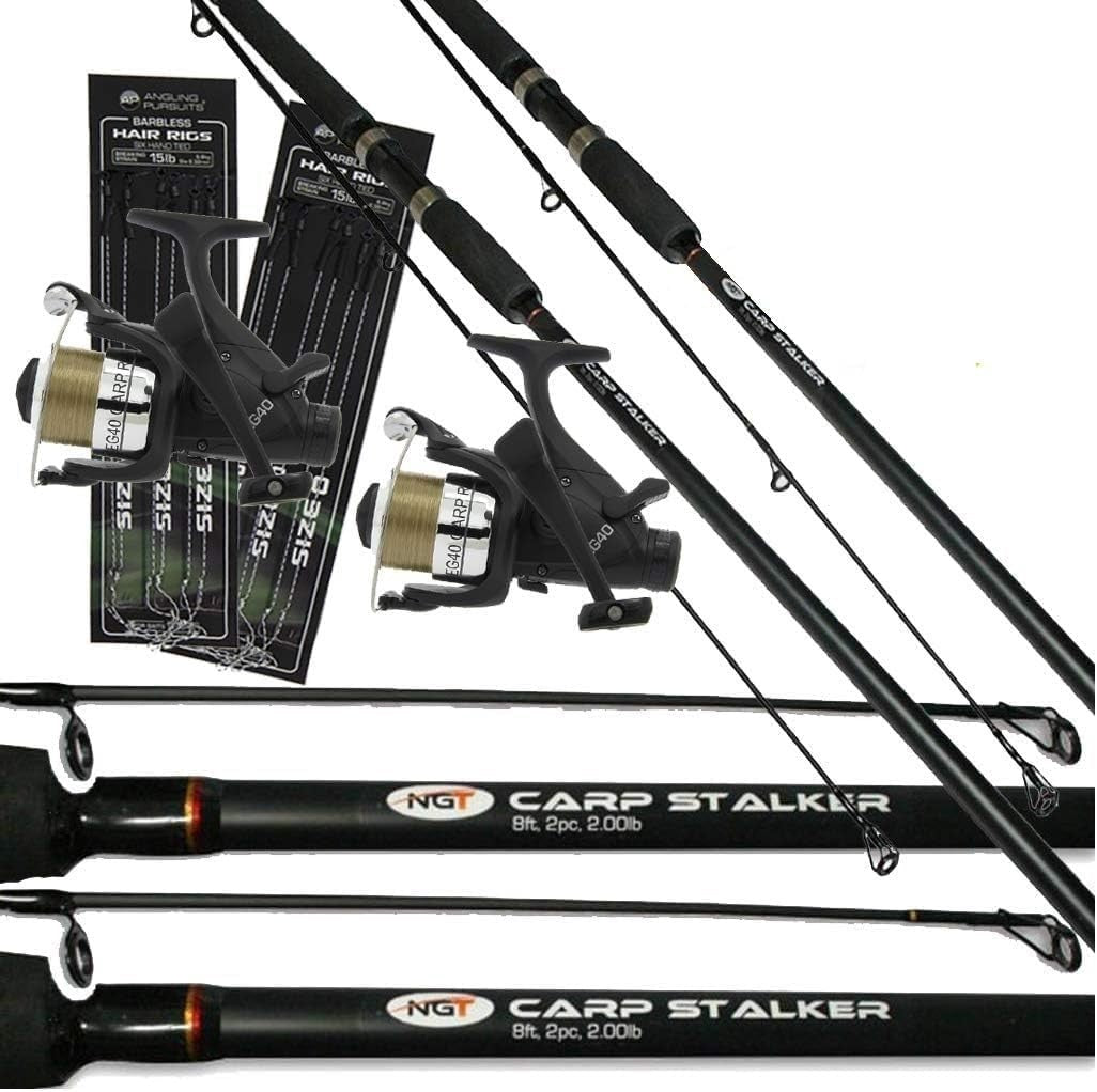 2x 8ft Carp Fishing Rod & Reel Set with Free Tackle Kit – Stalker Float
